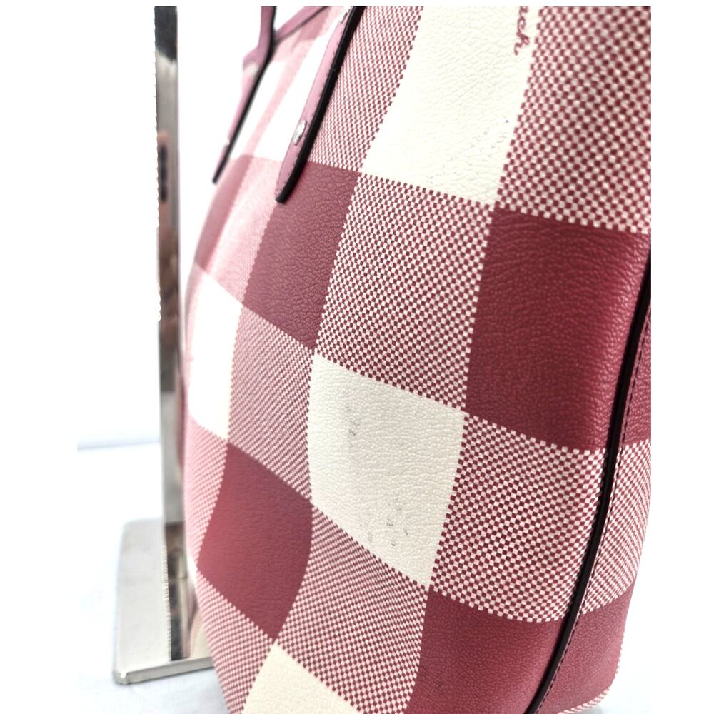 Coach City Zip Tote in Multi-Pink Plaid Print Style F66929 - Picture 7 of 16
